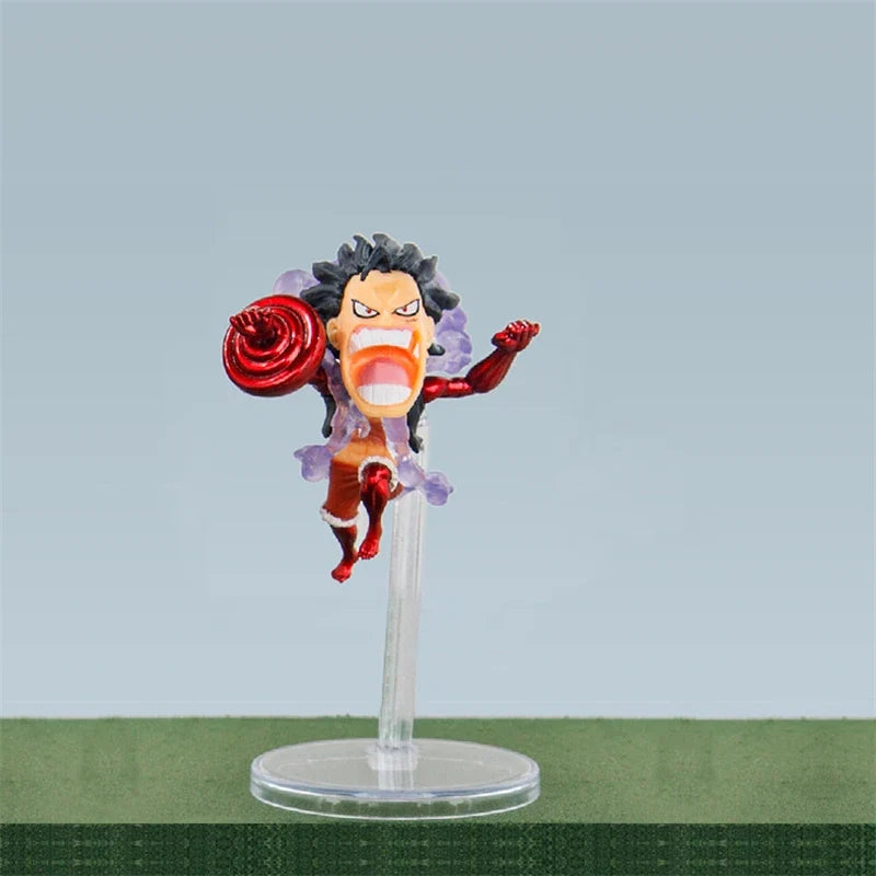 5pcs/set Q Version Anime One Piece Gear 4 Luffy Action Figure Elastic Man Cute Statue PVC Model Toys Collection Children Gifts