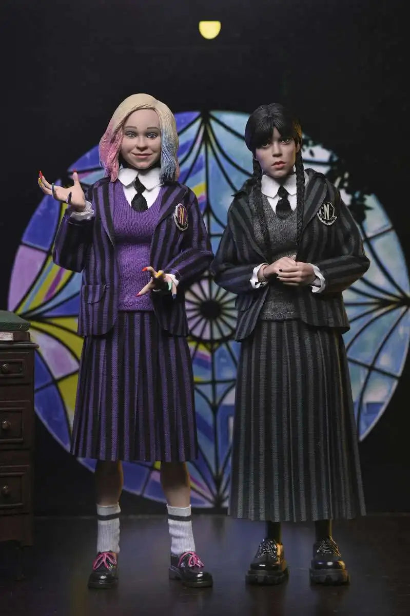 NECA 42420 Toys Wednesday Action Figures 2 Pack Wednesday Addams Nevermore Uniform And Enid 20 cm Action Figures Collection Doll