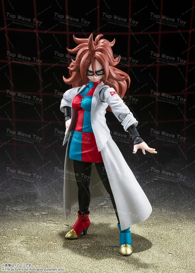 New Stock Bandai Genuine Figure Dragon Ball SHF Super Hero Android No.21 Lab Coat Anime Action Figure Toys Model Collection Gift