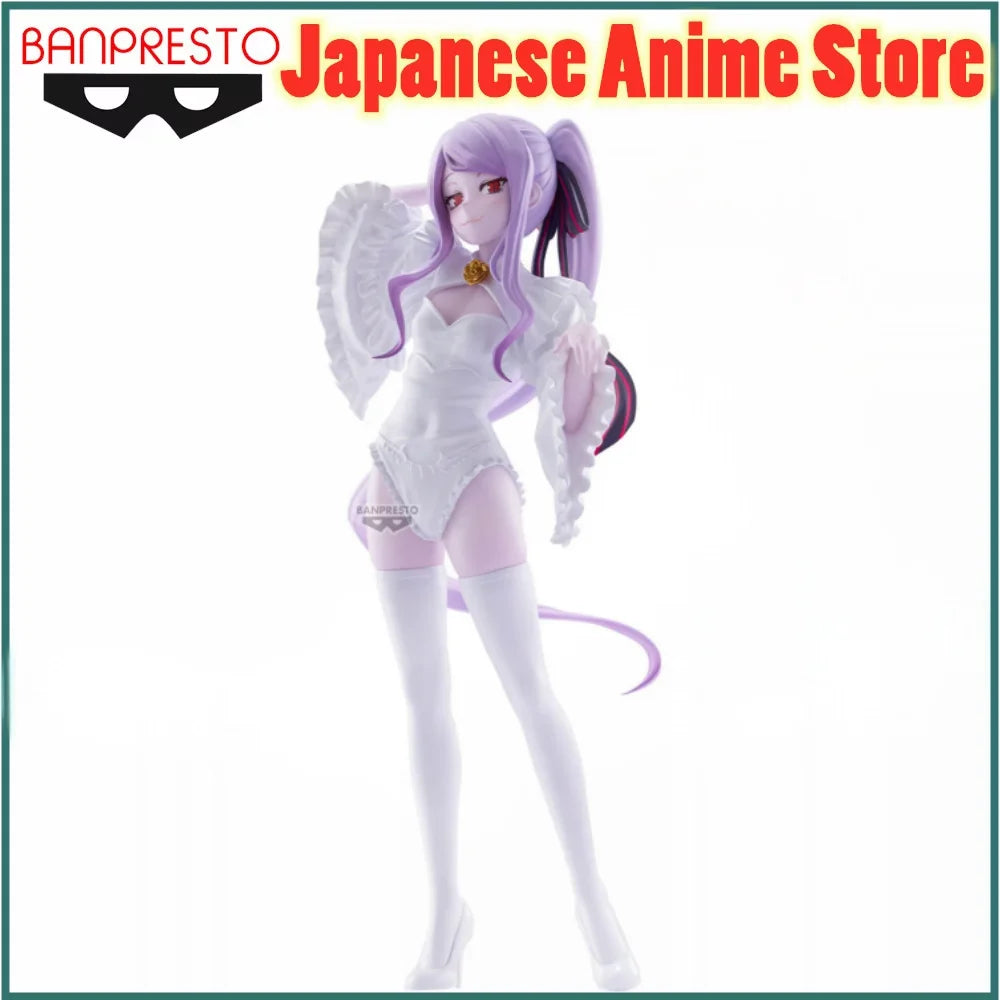 Banpresto Original OVERLORD Anime Shalltear Glitter & Glamours White Dress Anime Figure Action Figures Model Figurine Collection
