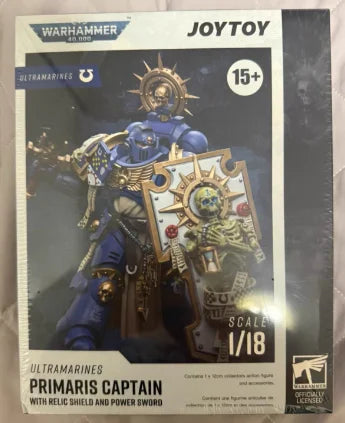 【SF】JOYTOY 1/18 Action Figure UltramarinesPrimaris Captain with Relic Shield and Power Sword Model Toys Gifts Ornaments