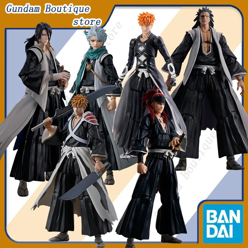 Bandai Genuine SHF BLEACH Ichigo Kurosaki Toushiro Hitsugaya Byakuya Kuchiki Kenpachi Zaraki Renji Abarai Anime Figure Model Toy