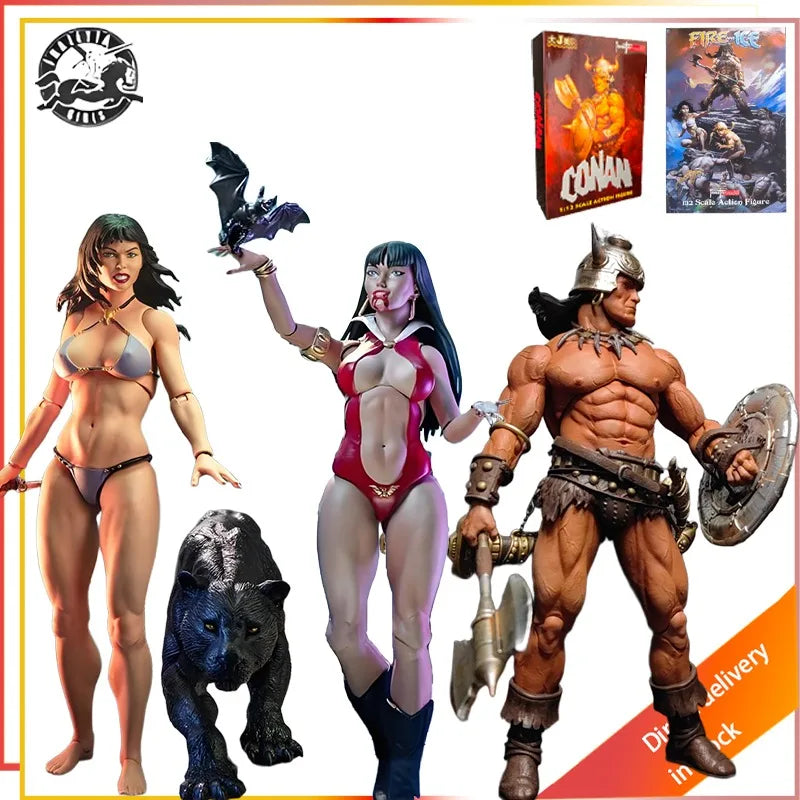FRAZETTA GIRLS Original Series Ice and Fire, Dark Night Wolf Norse Vikings  Action Joint Mobility Figure Model Toys Gifts To Boy