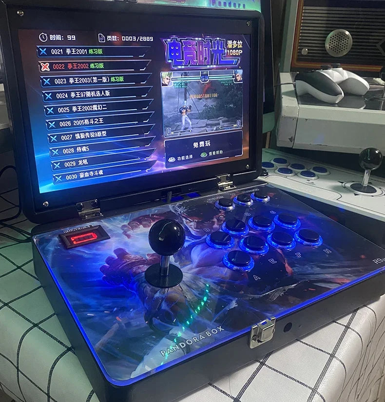 2025 New Pandora Box Portable Flip-Cover Foldable Arcade Joystick Game Console 14-inch Pandora 3D WIFI Game