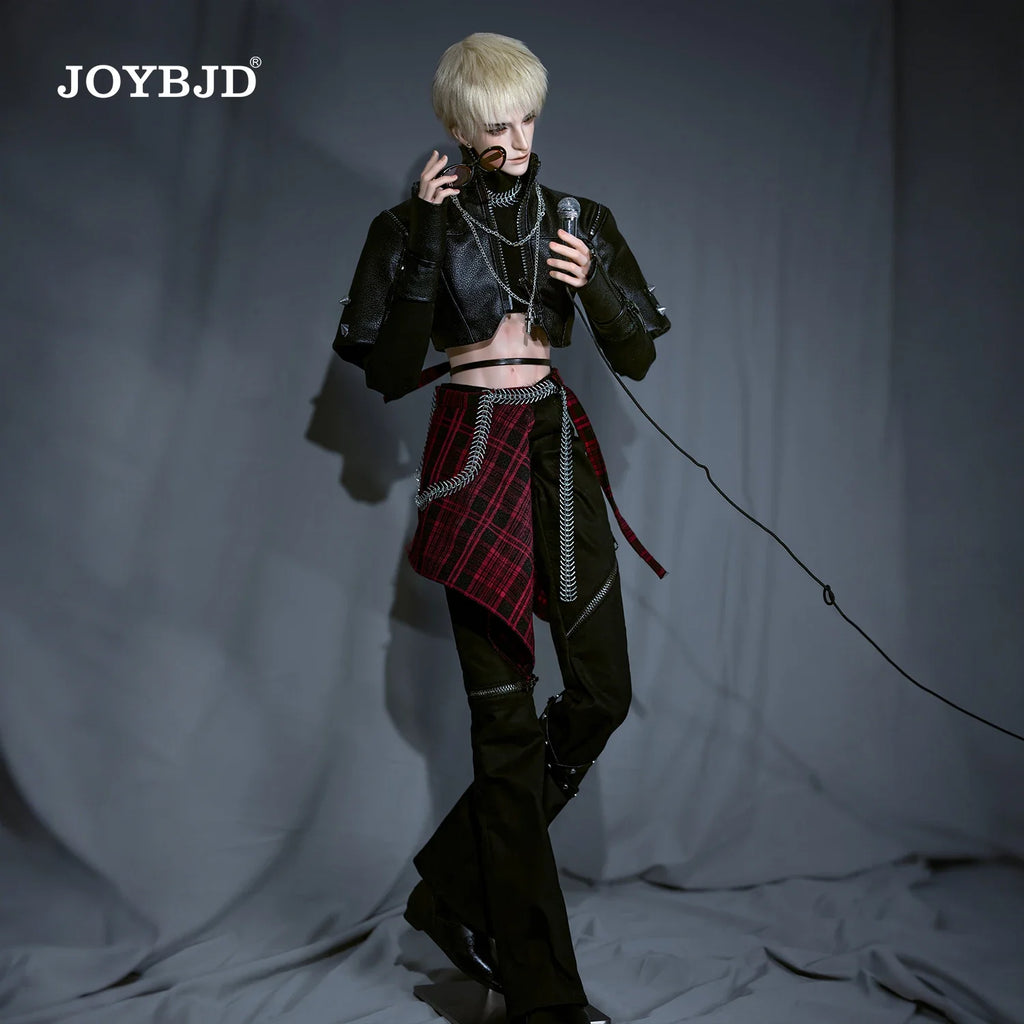 JOYBJD 1/3 BJD Doll Jinghuai Fullset Wide Shoulder Muscular Male Body Resin Figure with Leather Jacket Outfit & Wig