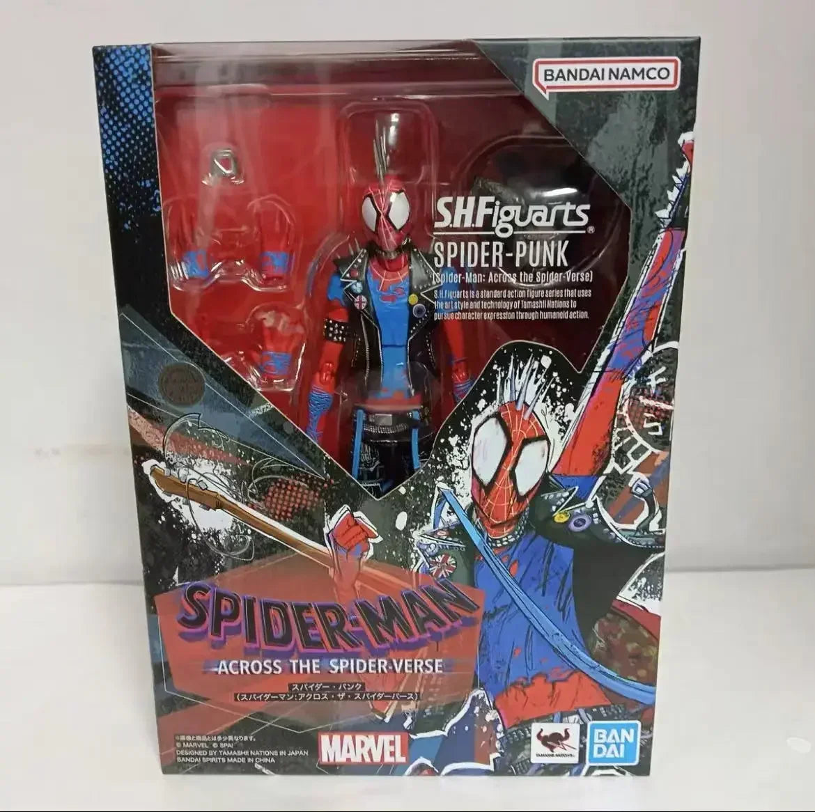 100% Original Bandai SH Figuarts Shf Spider Punk Man Action figure Across The Spider Verse Genuine In Stock Anime Figura Toys