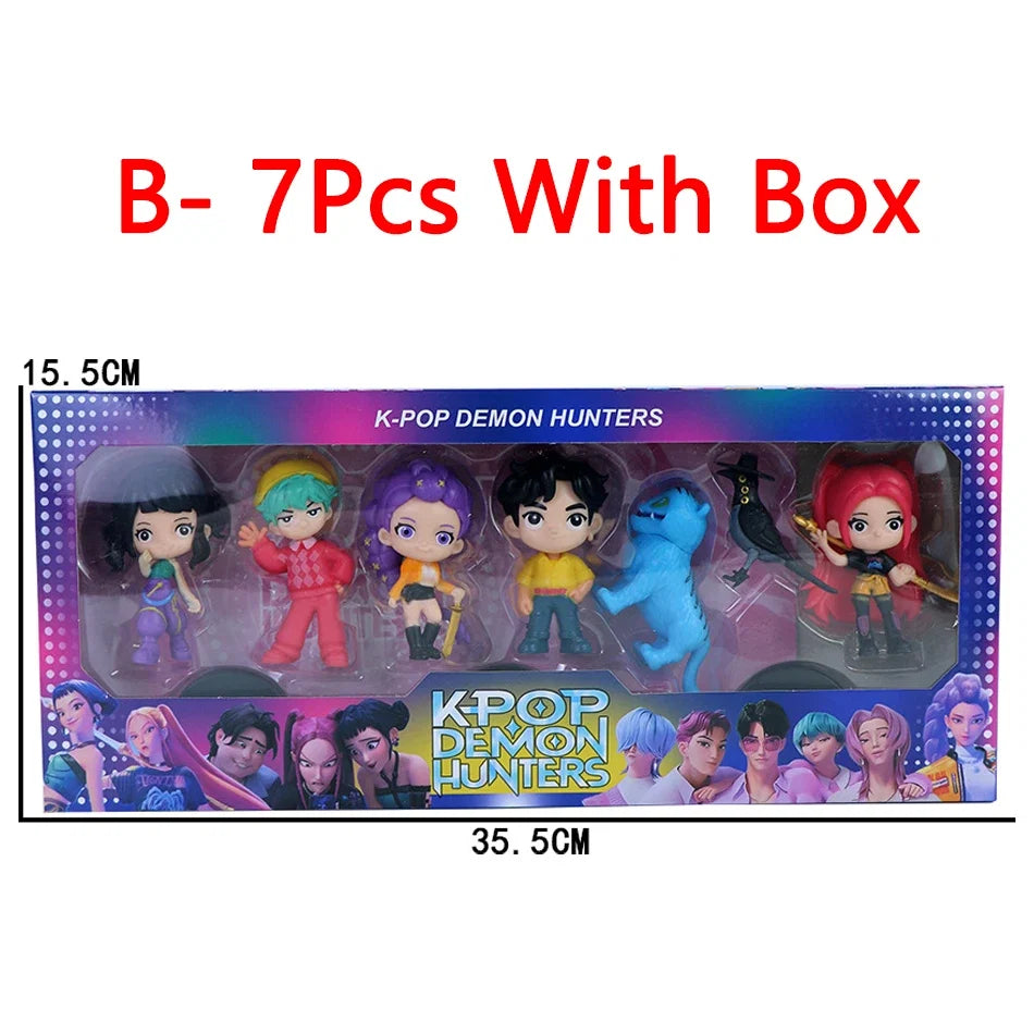 Q Version K-pop Girls Set Box Action Figure PVC Toy Derpys Rumi Mira Zoey Saja Boys Sussy Figurine Doll Fans Gift Childen Gift