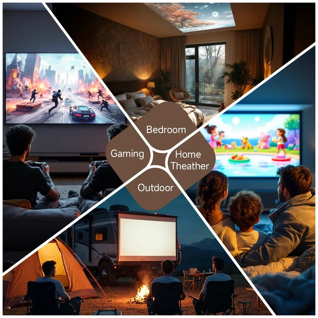 Horlat Projector 1600Ansi Lumens Outdoor 1080P Full HD Beamer 4K Video WiFi Android Projector 3D Movie Home Theater Game Devices