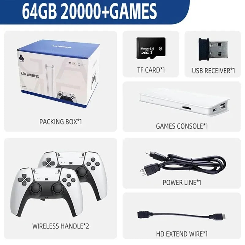 M15 Game Stick Mini TV Handheld Game Console 20000+ Retro GameWireless Gamepads Video Game 64G HD Output Two-player for PS1