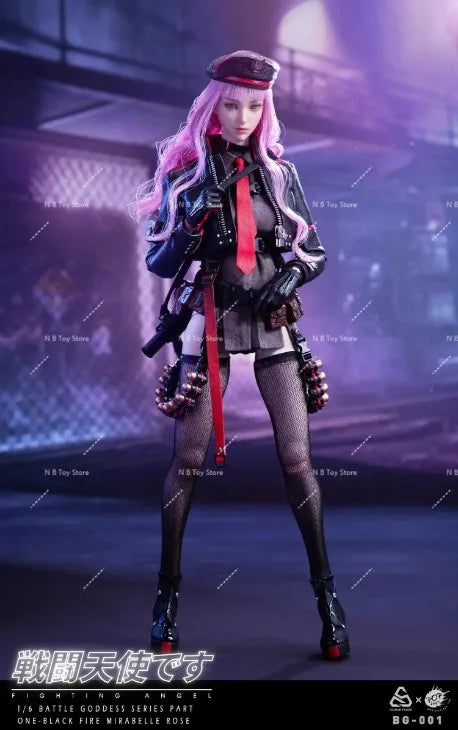 In Stock POPTOYS BG-001 1/6 Scale Female Soldier Battle Angel Black Fire Mirabelle Rose Movaball Eyes 12” Full Set Action Figure