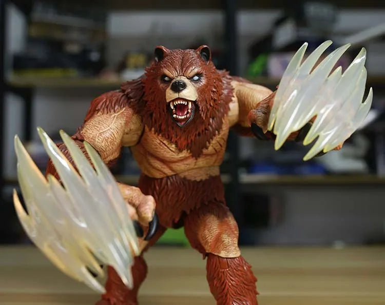 In Stock Memory Toys Adventurers World Brown & White Bearkin Warrior Shardclaw 21CM Articulated Action Figure Model Toy