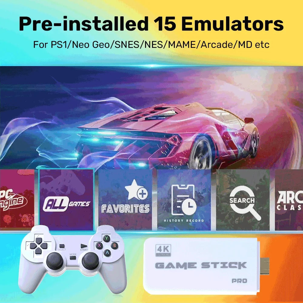 M15 Game Stick Mini TV Handheld Game Console 64G 30000+Retro Game HD Output for PS1/ARCADE/SNES/MAME/NEO GEO Wireless Controller