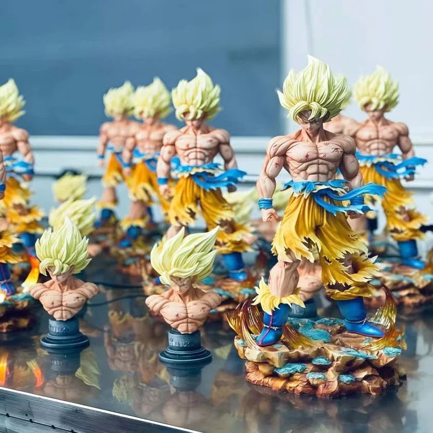 Jt Toy Dragon Ball Z Son Goku Anime Figure Super Saiyan Goku 2 Heads Statue Action Figures PVC Collection Model Decor Toys Gifts