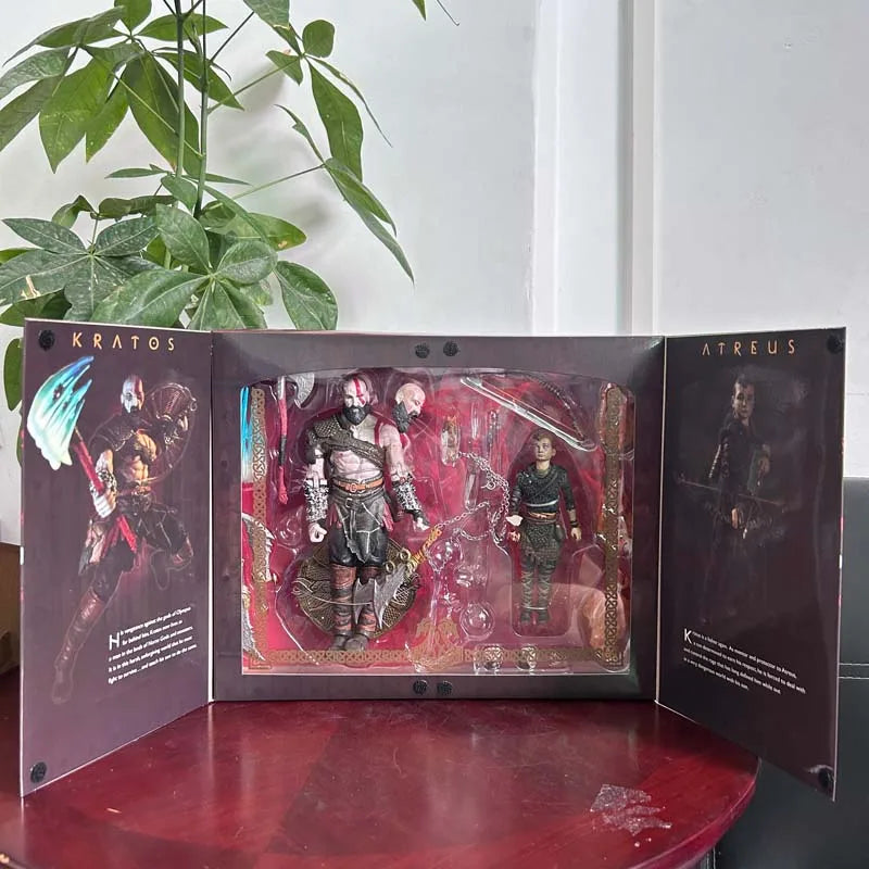 NECA God of War Action Figure Kratos Atreus Ghost of Sparta with Axe Sword Shield Bow and Arrow Model Toys Collection Gift