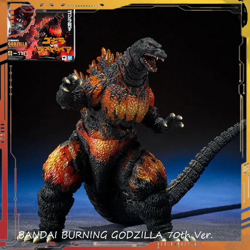 Original Bandai S.H.Monsterarts Burning Godzilla Action Figure 70th Anniversary Ver. Godzilla 1995 Anime Figure Birthday Gift