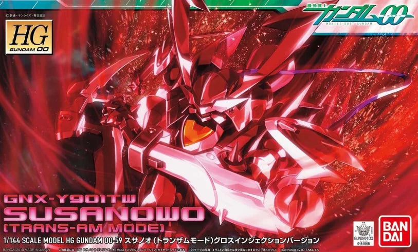 Original Bandai Gundam 00 (Double O) 1/144 HG Susanowo Trans-Am Mode Gloss Injection Version Anime Action Figure Assembly Model