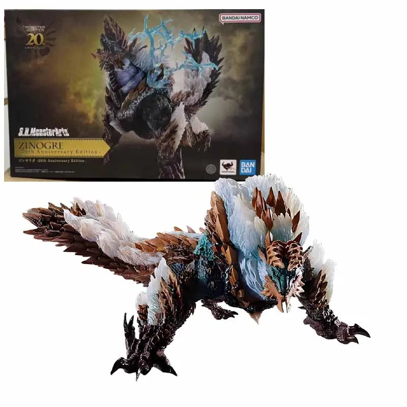 Bandai Original SHM Anime Figure MONSTER HUNTER ZINOGRE 20th Anniversary Edition Action Figure Toys For Boys /Girls