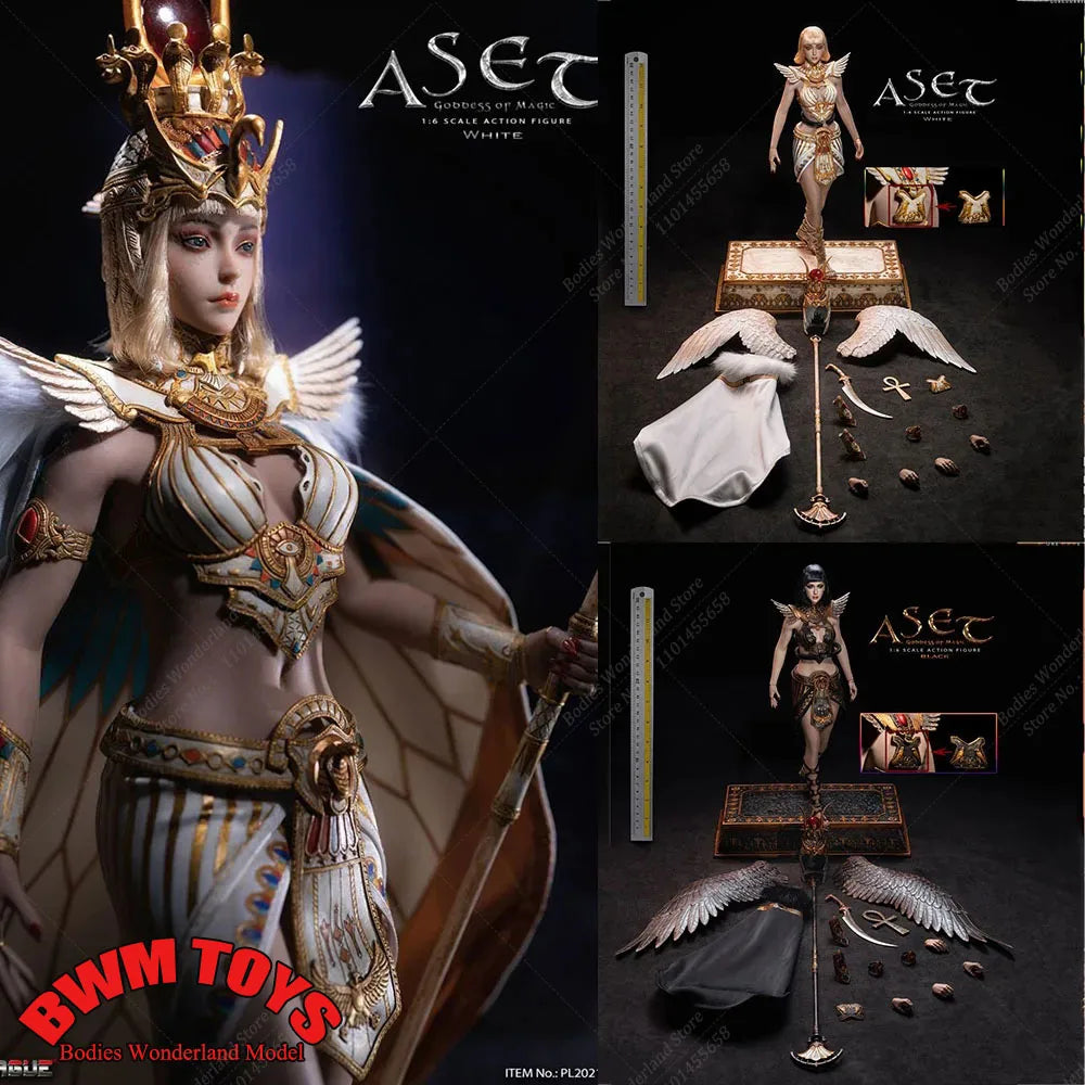 PL2021-185 1/6 Scale Black/Gold Color Aset Goddess of Magic Figure with Big Wing Full Set Female Action Figure Model