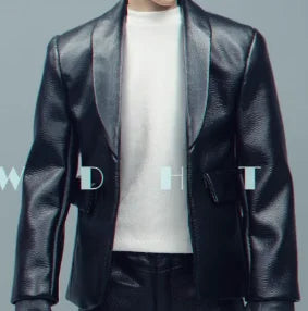 New Arrival 1/6th Fashion Trendy Black Leather Coat Tops No Body For Usual 12inch Slim Body Action Collectable