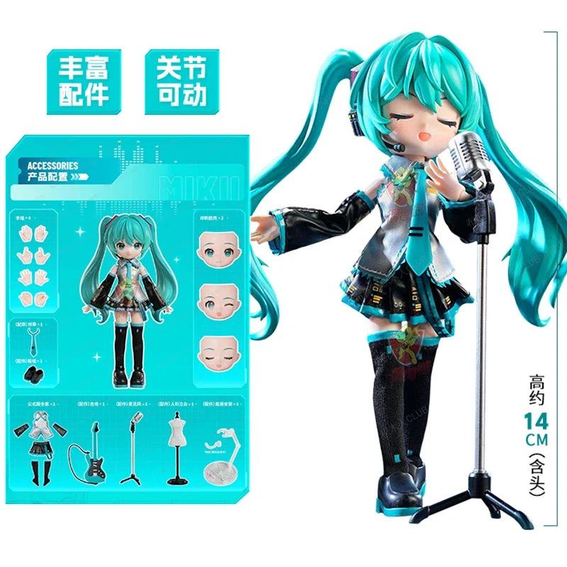 BLOKEES Original Hatsune Miku Q version 17th Miracle Edition Miku Singer Action Figure Joint Mobility Assembly Toy Doll Gift