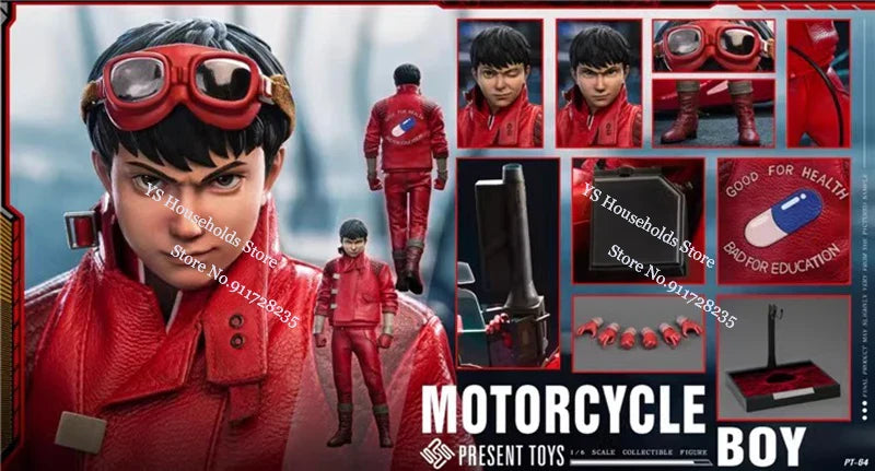PT-sp64 1/6 Motorrad Junge Actionfigur Rote Lederjacke Hosen Design 12 Zoll Komplettset PRESENT TOYS Mann Soldat Modell Geschenk