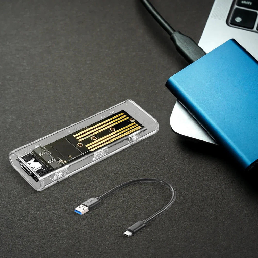 M.2 NGFF SATA Type C USB 3.1 Transparent External SSD Case 10Gbps Hard Disk Case SSD Enclosure for 2230/2242/2260/2280