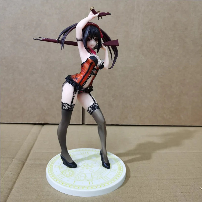 21cm Date A Live Kurumi Tokisaki Anime Twin Gun Girl Swimsuit Standing Pose PVC Figure Statue Desktop Decoration Gift