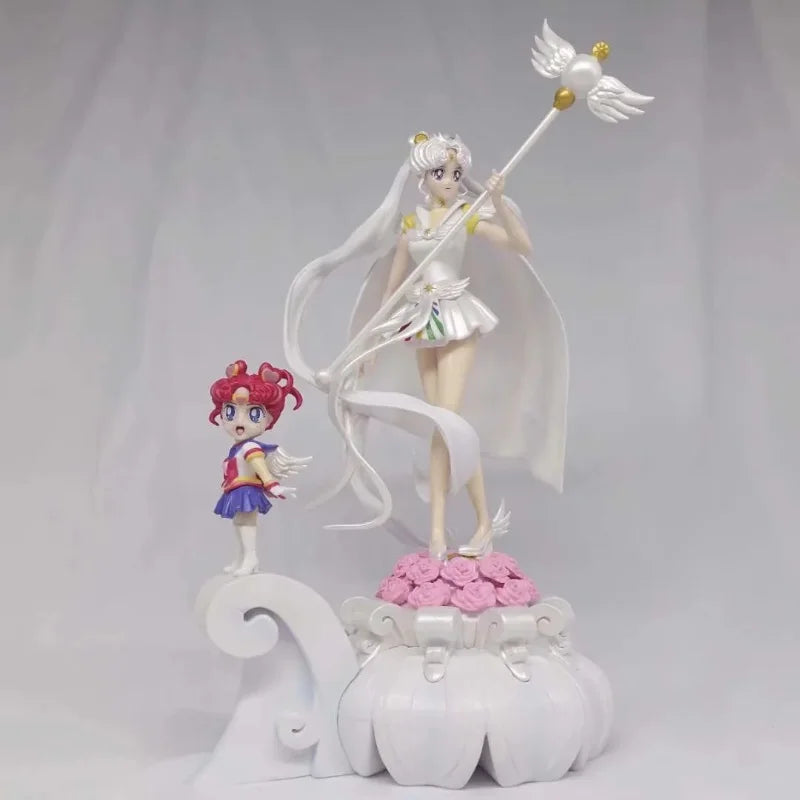 Sailor Moon Tsukino Usagi Can Emit Light Wedding Dress Figure Model Statue Collection Desktop Decoration Ornament  Girl Toy Gift