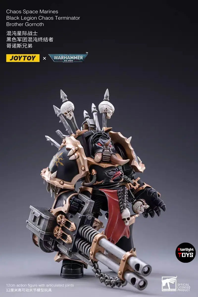 JOYTOY 1/18 Action Figure Warhammer 40K Chaos Space Marines Black Legion Chaos Terminator Brother Gornoth Model Toys Gift
