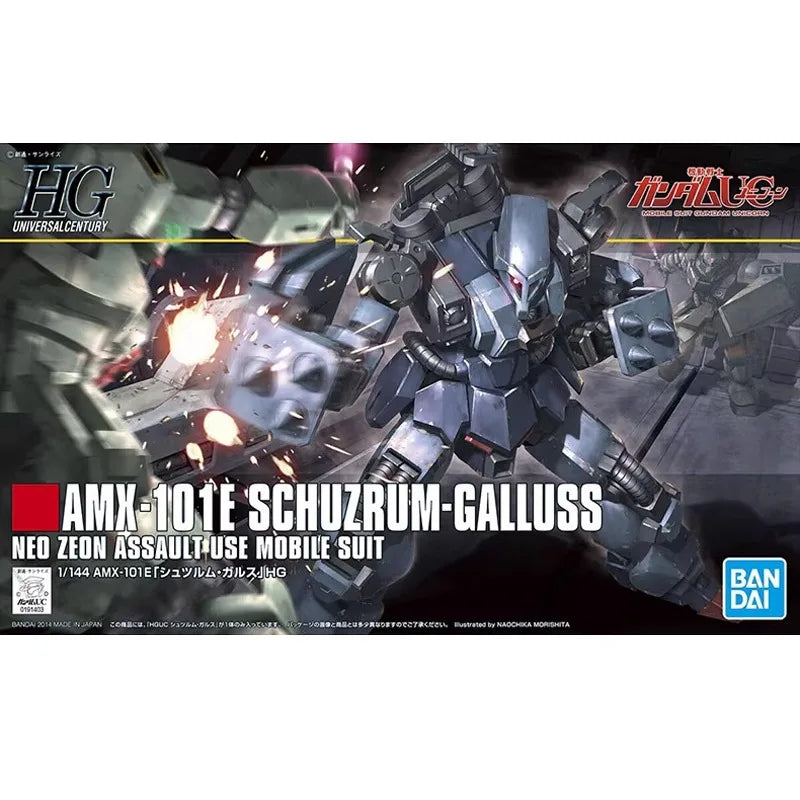 Bandai Original HGUC183 Galluss-J AMX-101E Assembly Model Action Figure Toys for Boys Girls Kids Gift Collectible Ornaments
