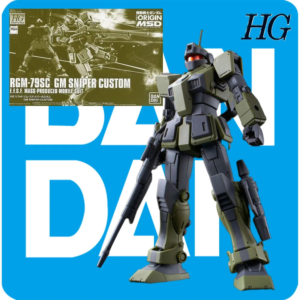 Bandai Original GUNDAM HG Series 1/144 RGM-79SC GM Sniper Custom Anime Assembly Model Toys Gifts For Children