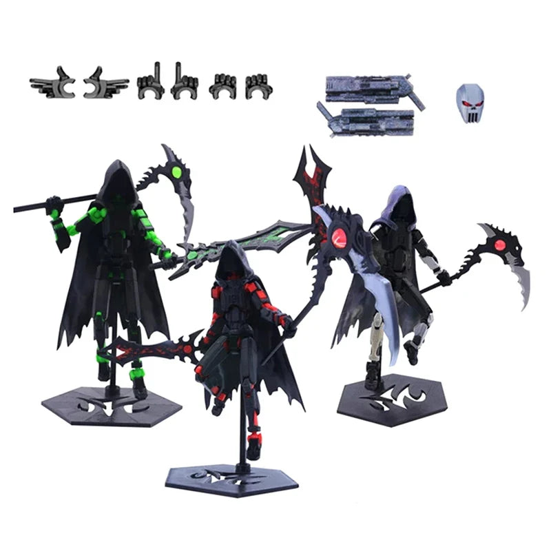 T13 Action Figure Set Dummy 13 Death Skeleton Movable Robot,Death Action Figure With Cape Lucky 13 Collectible Action Figure Art