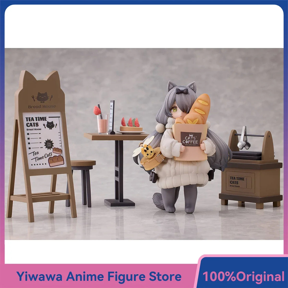 In-Stock Original Ribose DLC Series Tea Time Cats Scene: Meow Town Bakery Customer Nice Kawaii Doll Collectible Figure Model Toy