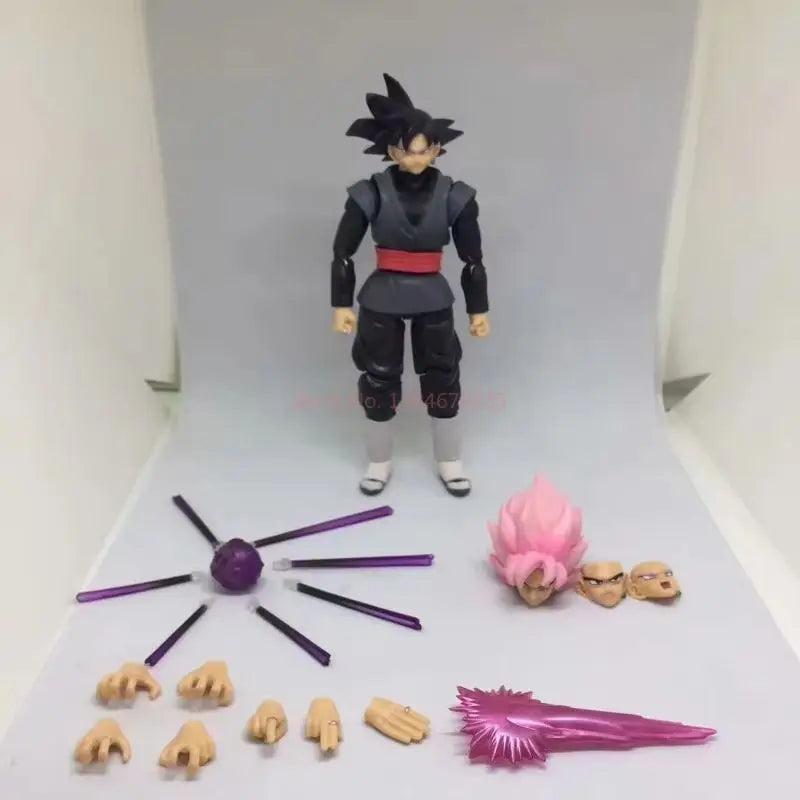 New 14cm Anime Dragon Ball Black Goku Zamasu Action Figure  Super Saiyan Movie Version Dbz Model With Multiple Accessories Toys