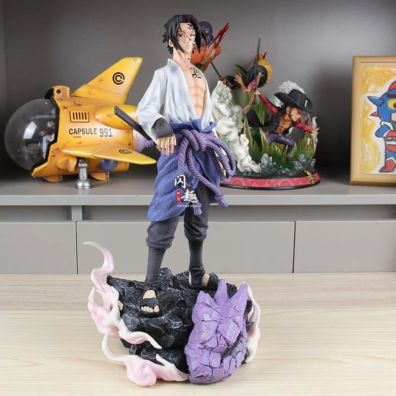 Naruto Uchiha Sasuke Curse 1/6 42CM Action Figures Cartoon Anime GK PVC Model Doll Collectible Statue Boy Toys For Children Gift