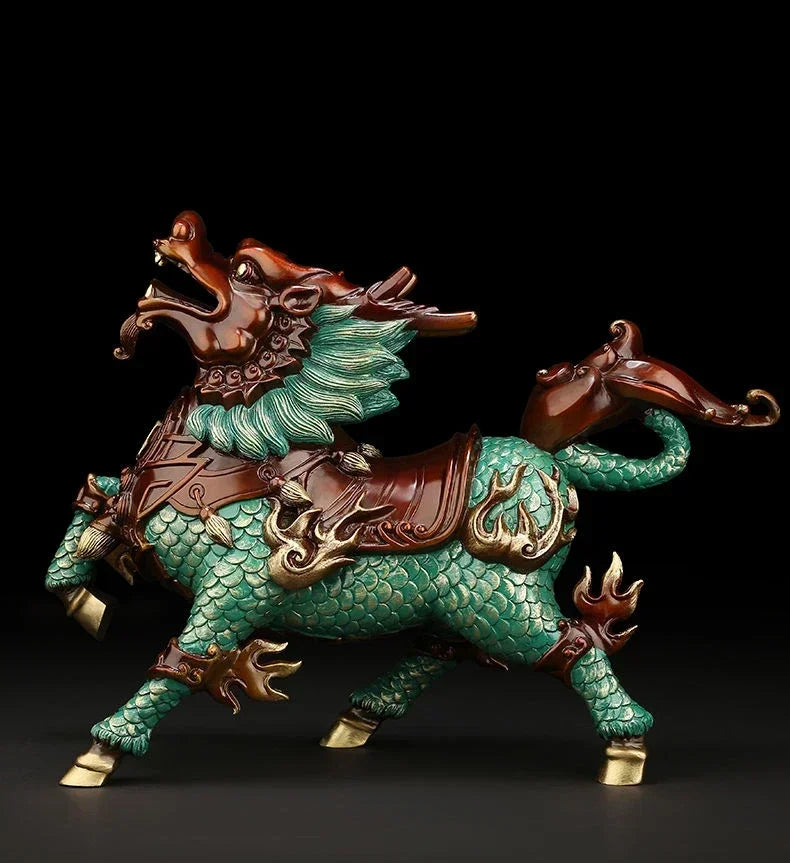Lucky Copper Animal Unicorn Ornaments Attract Wealth Living Room TV Cabinet Decor