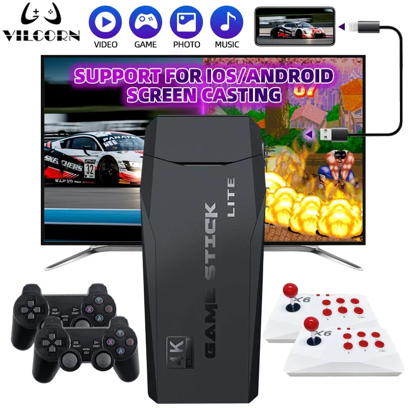 2024 Updated 4K Game Stick Retro Video Game Console For PS1/GBA/MD/Dendy 15+Emulator Support Screen Projection