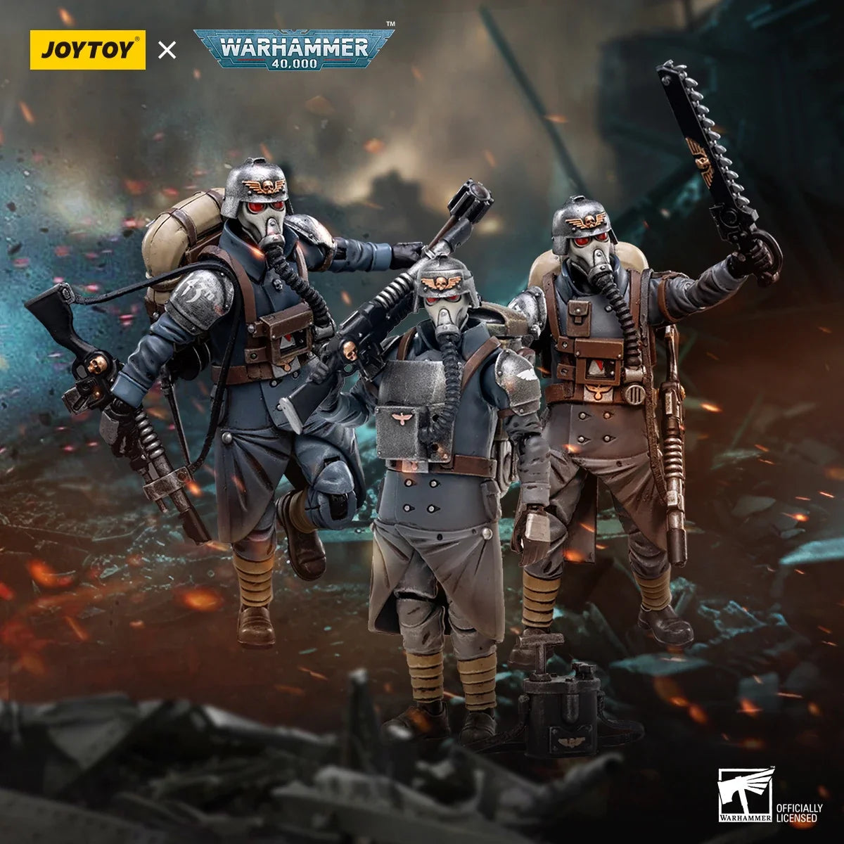 JOYTOY Warhammer 40K 1/18 Astra Militarum Death Korps of Krieg Veteran Squad Action Figure Model Toys For Collection Gift