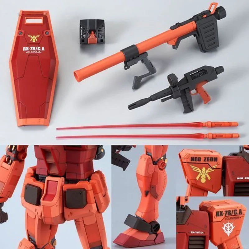 Bandai Original MG RX - 78 Char Aznable's Custom Gundam 1/100 Anime Action Figure Assembly Model Toys Gifts For Children GUNDAM