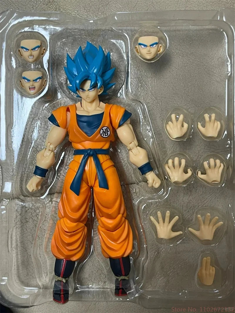 Original Bandai Shfiguarts Kakarotto Son Goku Anime Figure Toys Shf Super Saiyan Blue Hair Action Moveable Joint Pvc Model Toys