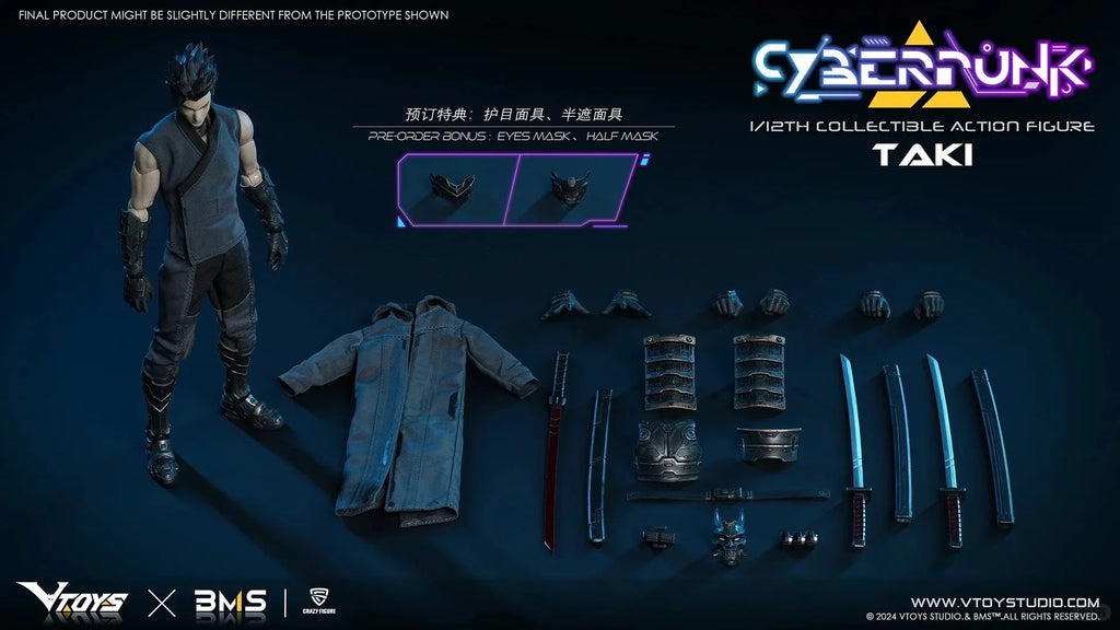 VToys Cyberpunk Samurai Taki VSD010 Action Figure Original Collection With Replaceable Accessories PVC Figurine Toy Gift Decor