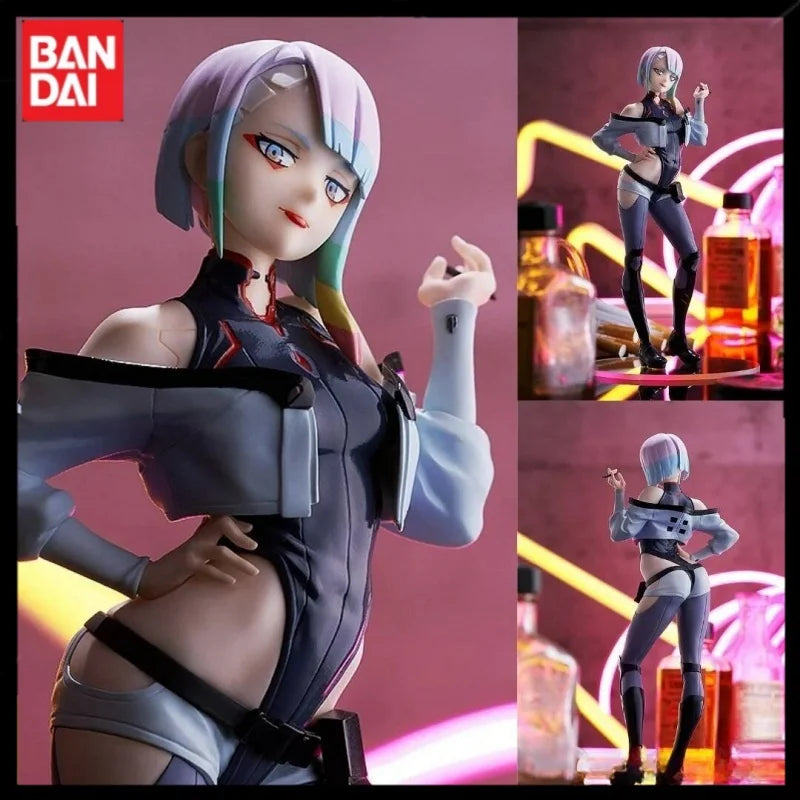 Hot 22.5cm Bandai Cyberpunk: Edgerunners Anime Figures Lucyna Kushinada Model Desktop Handmade Ornaments Decoration Boy Gifts