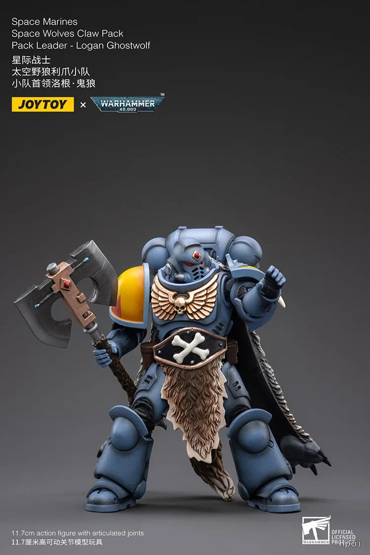【Original】JOYTOY Warhammer 40K Space Marines Space Wolves Claw Pack Pack Leader -Logan Ghostwolf 1/18 Action Figure Toys
