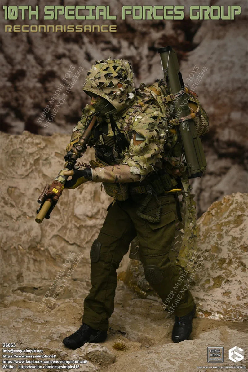 Easy&Simple ES26063 1/6 Scale Men Soldier 10th Land Special Group Reconnaissance Force Full Set 12-inch Action Figure Toys