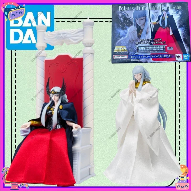 In-stock Bandai Original Saint Seiya Myth Cloth EX God Warrior Polaris Hilda Odin Gift Action Figure Anime Model Collection