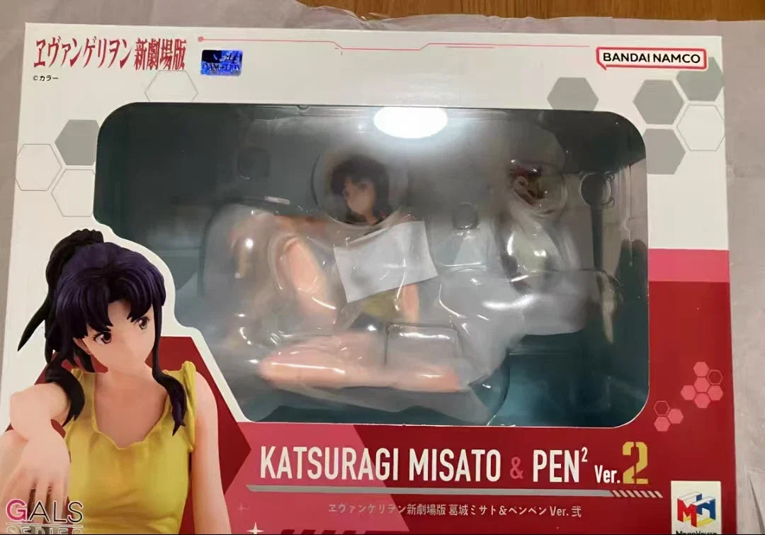 In Stock Bandai eva Mega Huose MH katsuragi Misato＆Pen² Ver.  Anime Action Collection Figures Model Toy