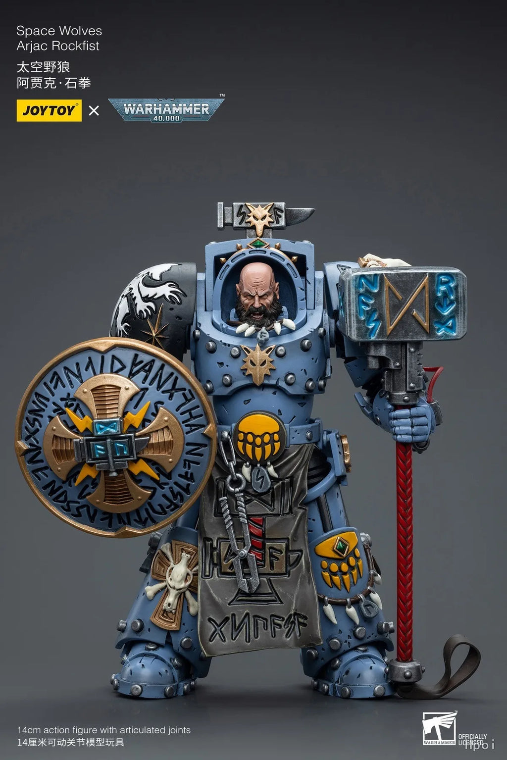 【Original】JOYTOY 1/18 Action Figure Warhammer 40K Space Wolves Arjac Rockfist Toy Model