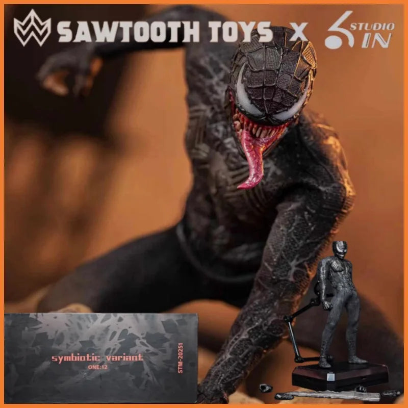 2026 Brandneues Original SAWTOOTH TOYS X 6 Zoll Studio STM-20251 1/12 Venom Symbionten-Variante Doppelkopf-Schnitzerei Komplettset Spielzeug