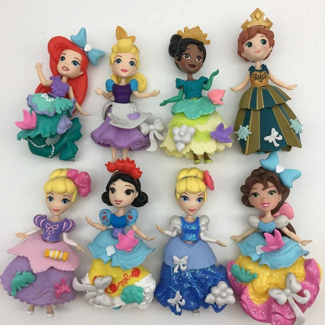 Ariel Tiana Rapunzel Aurora Mini Dress Up Dolls Can Be Dressed Up Q Version of The Cartoon Peripheral Model Children's Toys