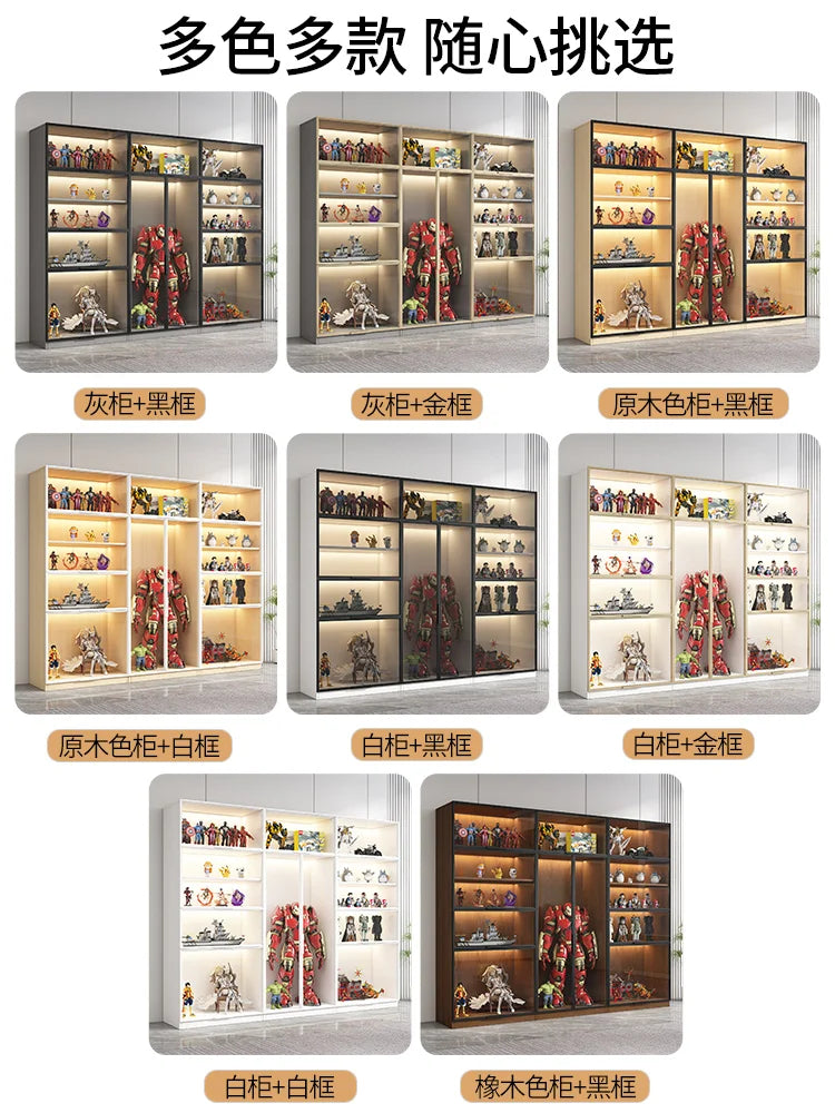 Customized Bookcase Glass Door Dust-proof Bookshelf Figure Lego Model Display Home Living Room Display Wine Cabinet Transparent